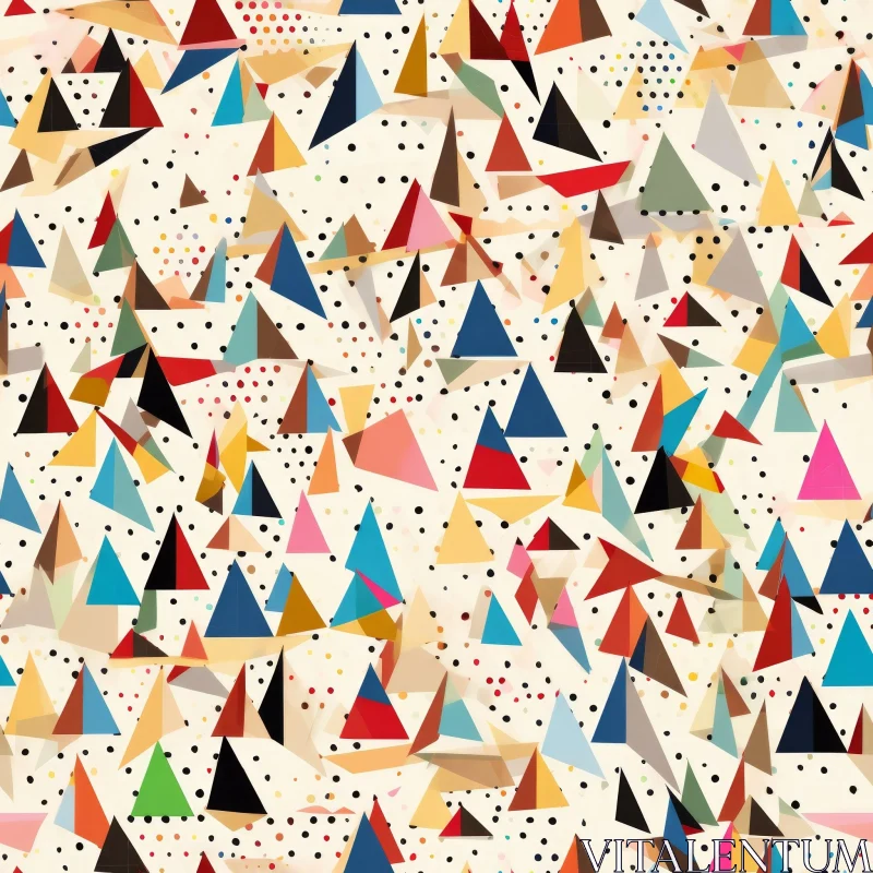 AI ART Colorful Triangle and Polka Dot Seamless Pattern