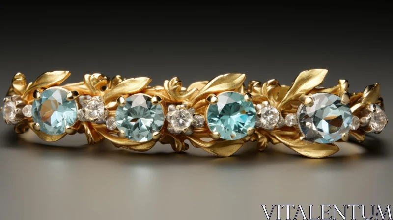 Exquisite Gold Bracelet with Blue Topazes and Diamonds AI Image