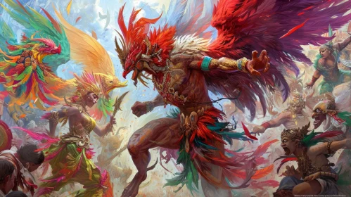 Intricate Warriors Battle | Vibrant Sky | Dynamic Energy