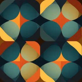 Retro Geometric Pattern - 70s Style Circles and Squares