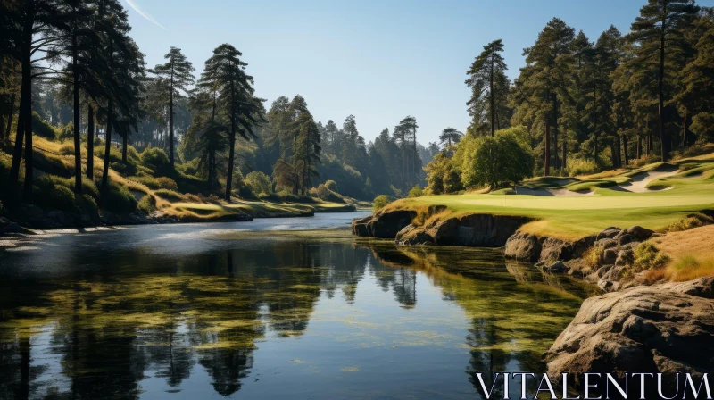 Tranquil Golf Course Landscape AI Image