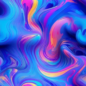 Blue Waves Abstract Painting - Colorful and Energetic Artwork