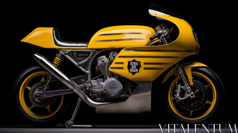 Captivating Yellow Motorcycle on Black Background AI Image