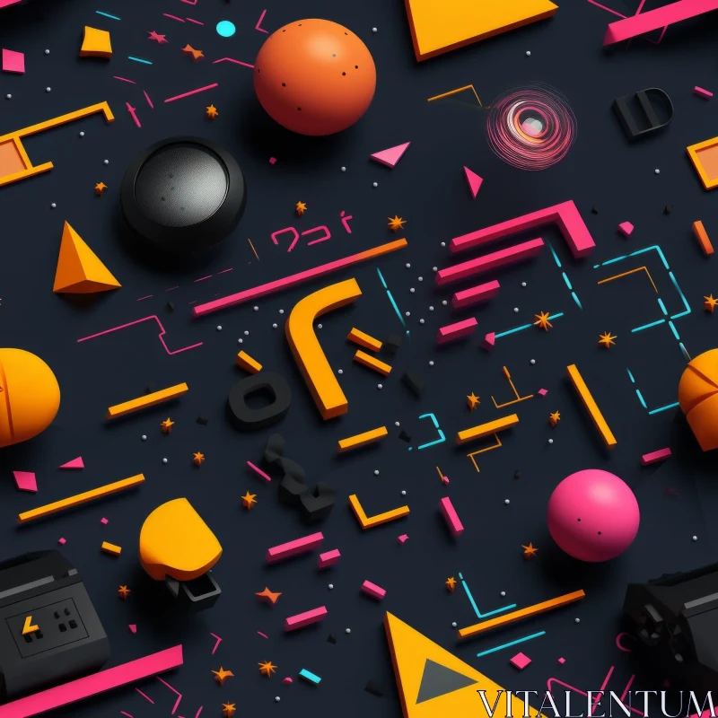 Colorful Geometric 3D Pattern - Energy and Movement AI Image