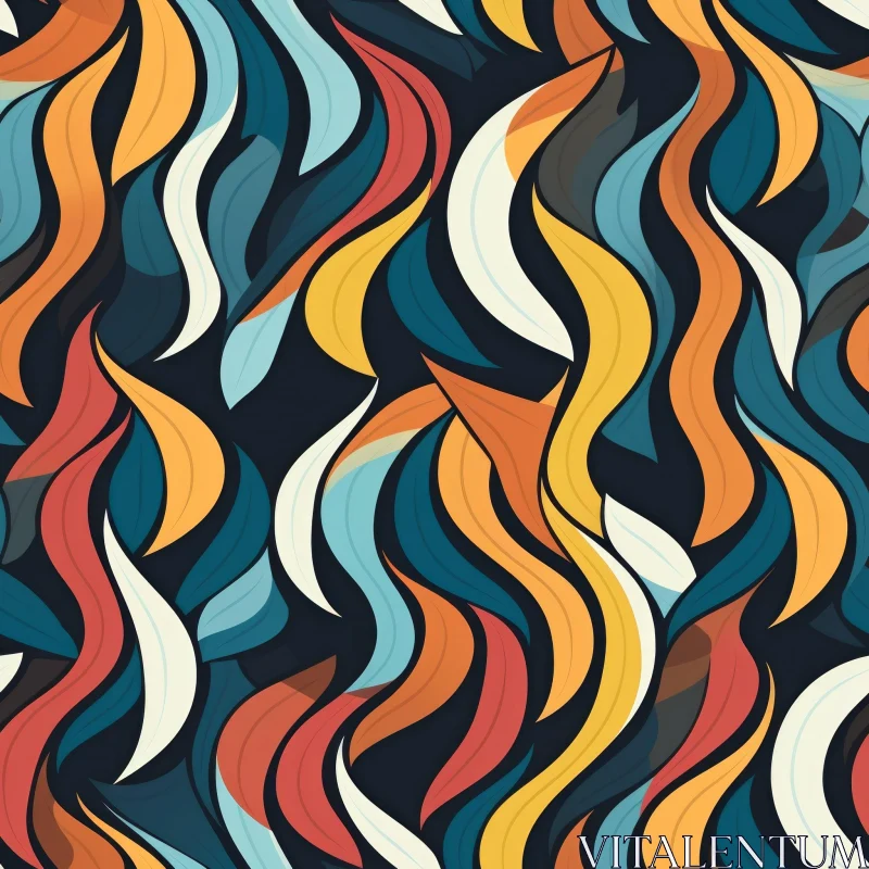 AI ART Colorful Waves Seamless Pattern - Dynamic Design Element