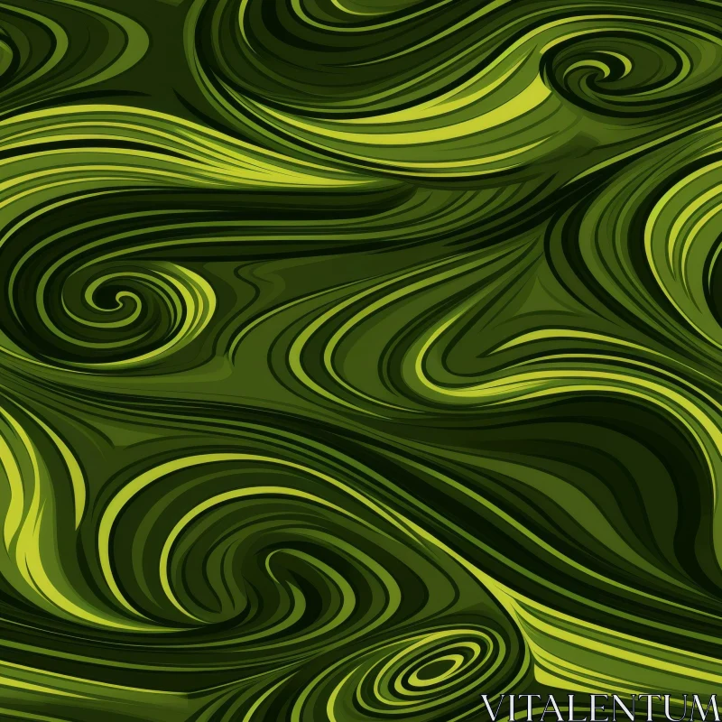 AI ART Green and Yellow Swirls Seamless Pattern