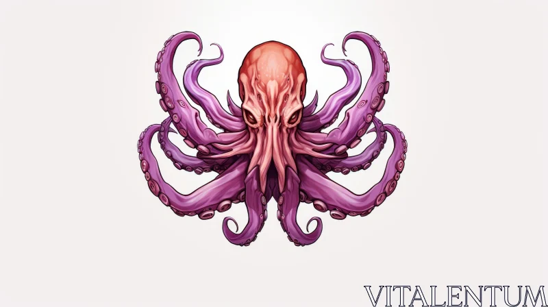 AI ART Pink and Purple Octopus Digital Painting