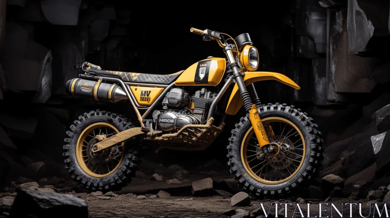 Powerful Yellow Dirt Bike on Rocky Surface | Industrial Elements AI Image