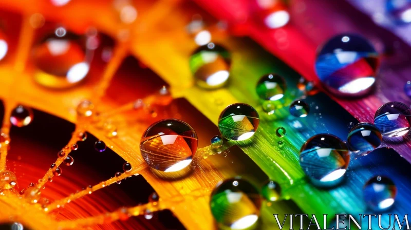 Rainbow Water Droplets Close-up | Abstract Art AI Image