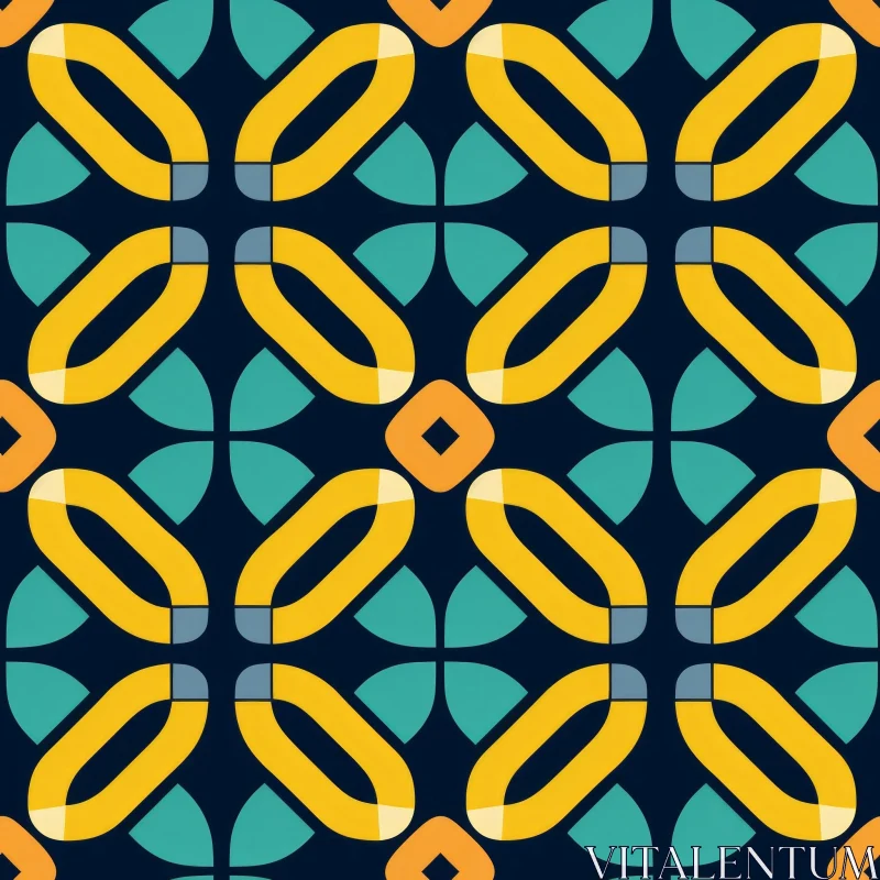 Retro Geometric Vector Pattern in Blue, Green, and Yellow AI Image