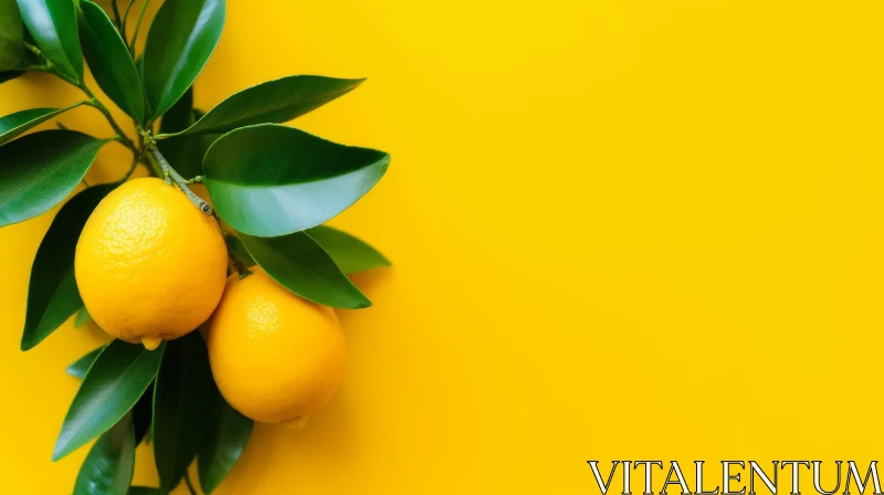 AI ART Ripe Lemons on Citrus Tree Branch