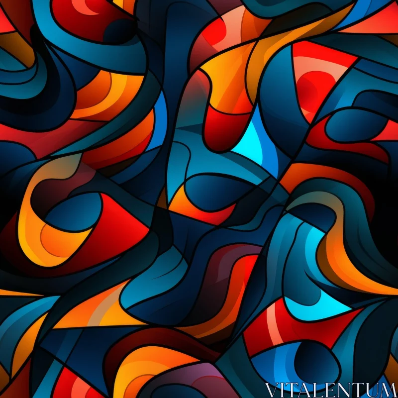 Stained Glass Mosaic Seamless Pattern | Abstract Vector Design AI Image