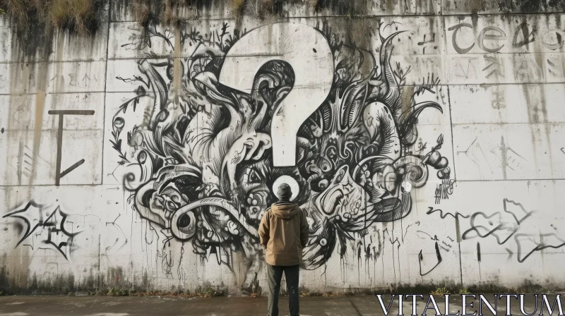 Thought-provoking Street Art: Graffiti Question Mark AI Image