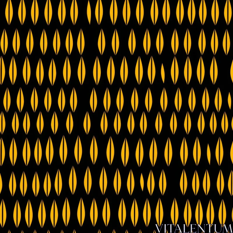 Yellow Leaves Seamless Pattern on Black Background AI Image