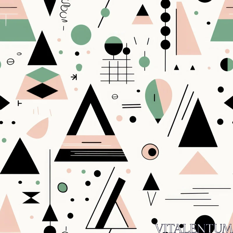 Abstract Geometric Pattern in Black, Green, and Pink AI Image