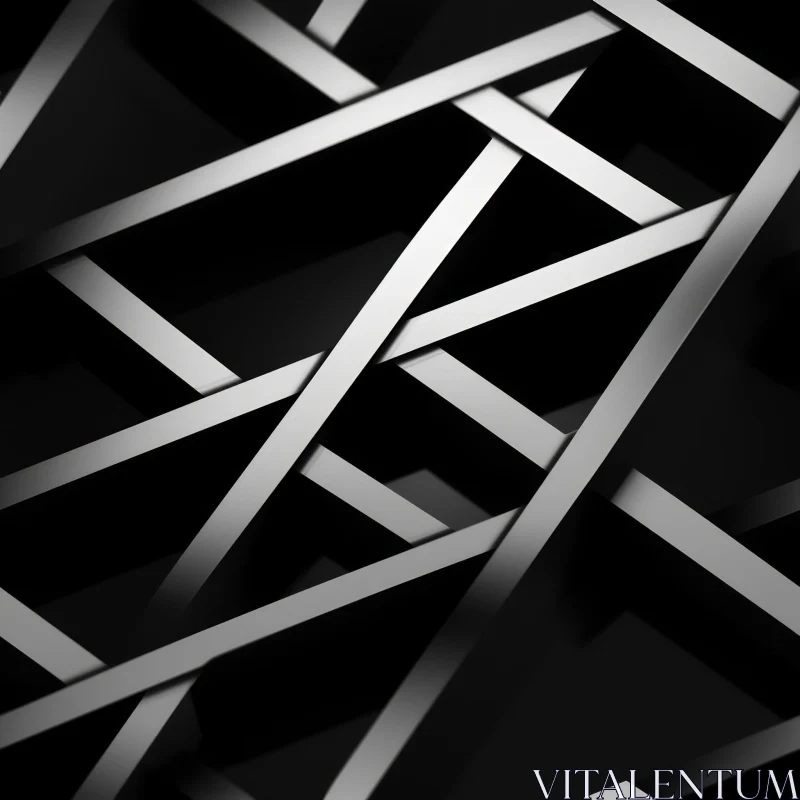 Black and White Abstract Lines - 3D Composition AI Image