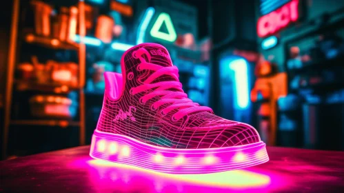 Futuristic Pink and Black Sneaker - 3D Rendering