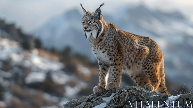 AI ART Majestic Lynx in Mountains - Wildlife Photography