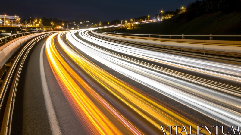 Night Highway Long Exposure Urban Photography AI Image