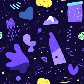 Abstract Shapes Seamless Pattern - Dark Blue Background
