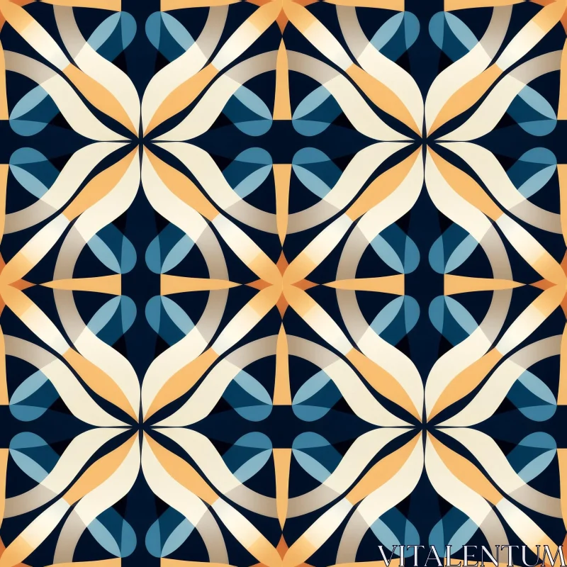 AI ART Blue Orange Geometric Seamless Pattern