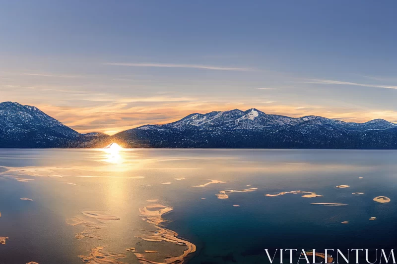 AI ART Captivating Sunrise at Lake Tahoe - Nature Photography
