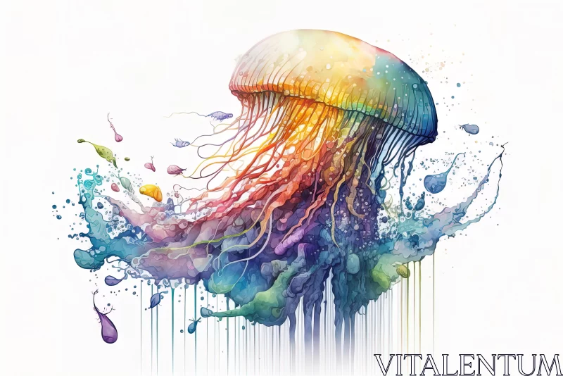 Colorful Jellyfish Illustration: A Fusion of Realism and Fantasy AI Image