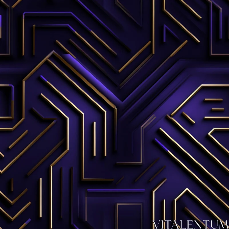 Luxurious Geometric Pattern in Dark Blue, Gold, and Purple AI Image