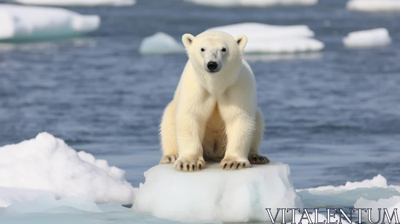 Majestic Polar Bear on Ice Floe in Arctic Ocean AI Image