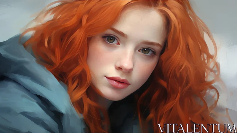 Stunning Portrait of a Young Woman with Red Hair AI Image