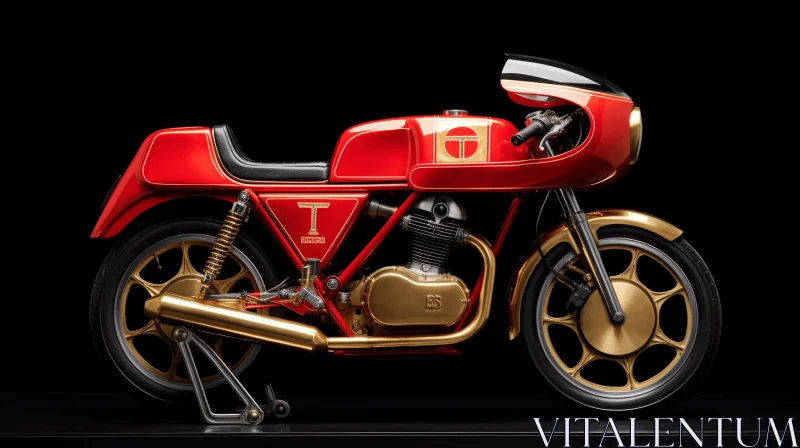 Captivating Red and Gold Motorcycle Artwork | Timeless Beauty AI Image