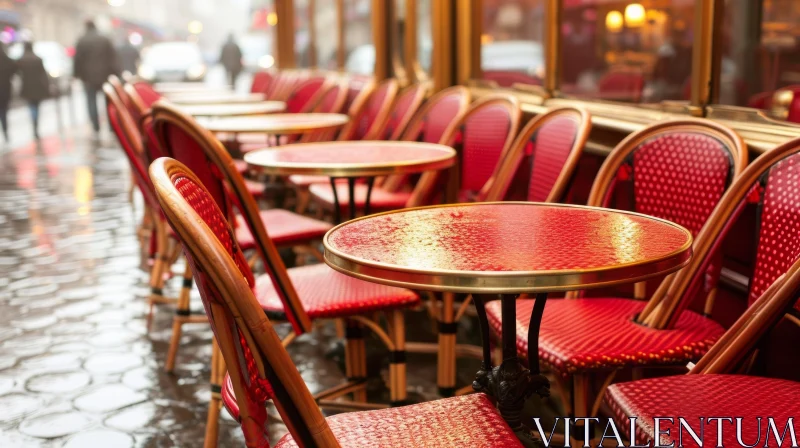 Charming Sidewalk Cafe in a Rainy City AI Image