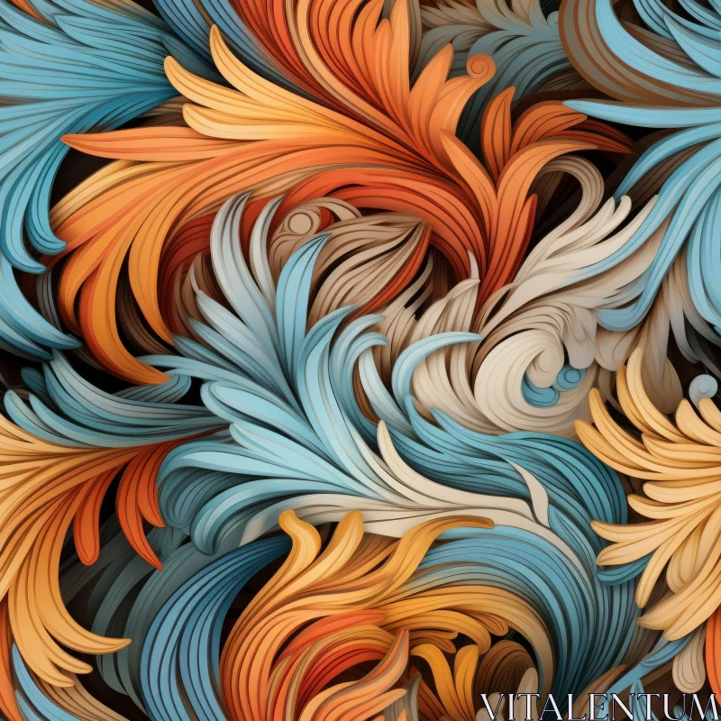 Colorful Abstract Curved Shapes - Artistic Pattern AI Image