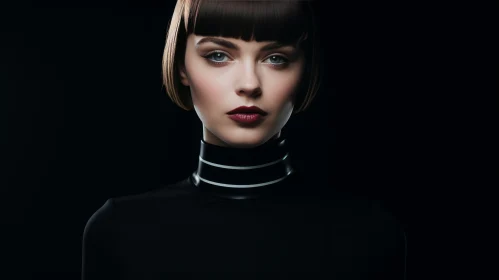 Dark Makeup Portrait - Serious Expression Woman