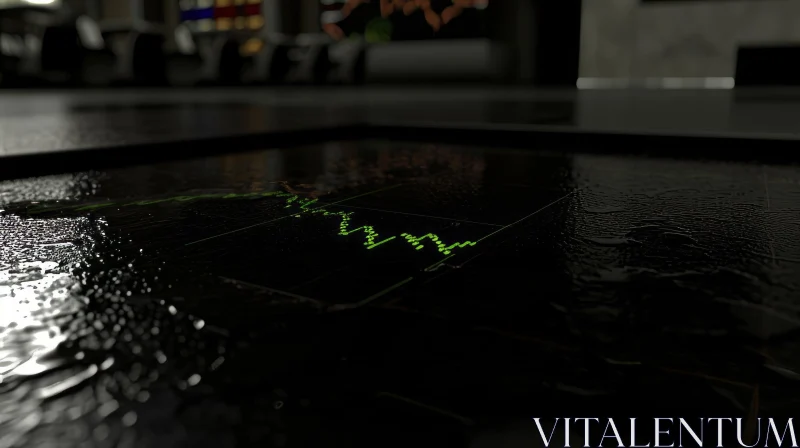 Green Stock Market Chart Reflection - Dark and Moody 3D Rendering AI Image