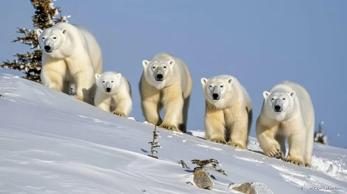 Majestic Polar Bears in Snowy Landscape