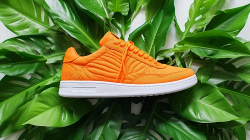 Stylish Orange Sneakers with Unique Wave Pattern