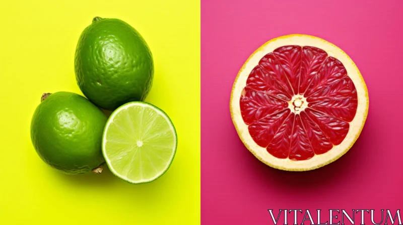 Vibrant Still Life with Lime and Blood Orange AI Image
