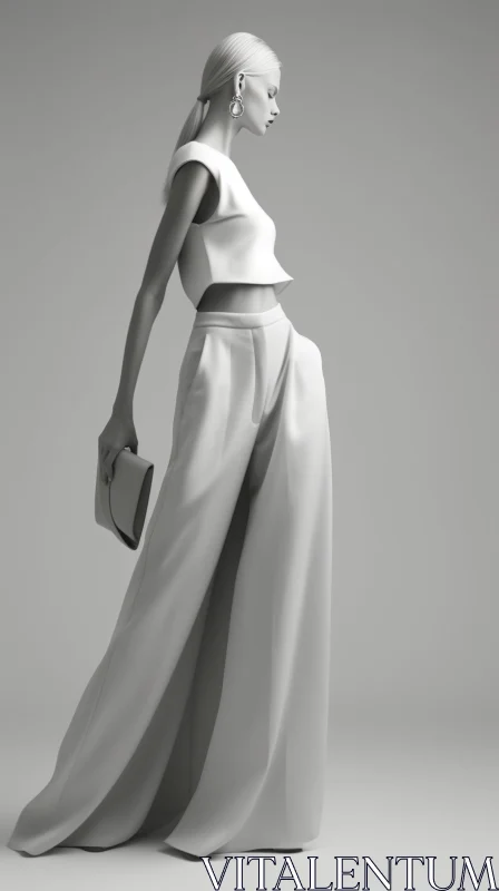 White Fashion Model in 3D Rendering AI Image