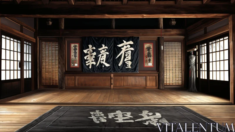 Japanese Dojo with Calligraphy - Serene Architecture AI Image