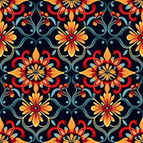 Luxurious Floral Tile Pattern - Opulent Design