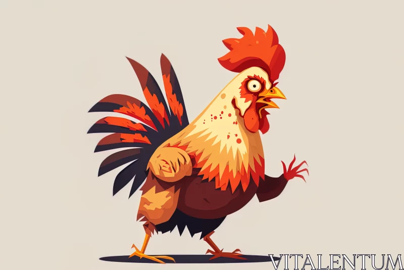 Playful Cartoon Rooster Illustration | 2D Game Art AI Image