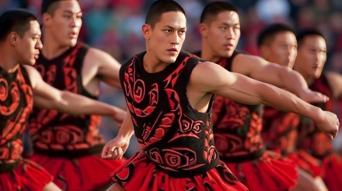 Polynesian Male Dancers in Traditional Costumes | Captivating Dance Performance