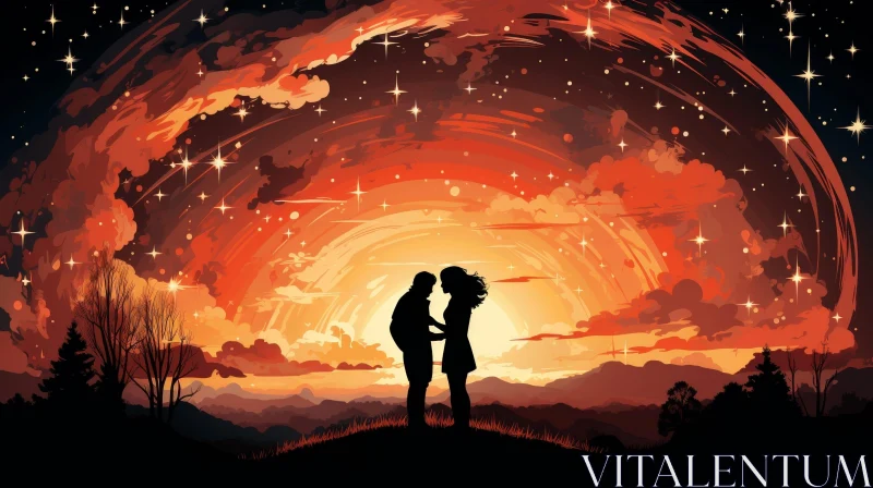 Romantic Couple Embracing in Nature AI Image