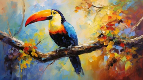 Toucan Perched on Branch - Colorful Bird Painting