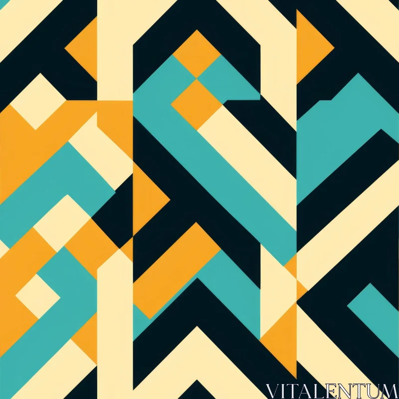 AI ART Vintage Geometric Pattern in Blue and Green