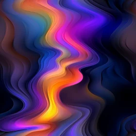 Blue Abstract Painting with Colorful Waves