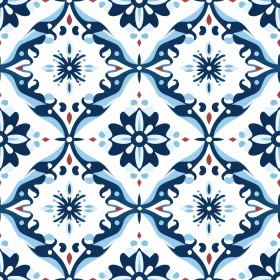 Blue and White Portuguese Tiles Floral Pattern