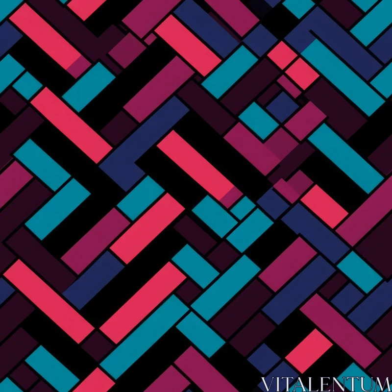 Chic Geometric Blue Purple Pink Pattern AI Image