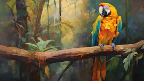 Colorful Parrot in Jungle Digital Painting